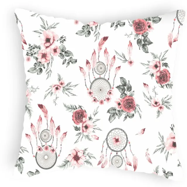 Designpremium Katoenen kussensloop dromenvanger 40x40 cm - Roze bloemen