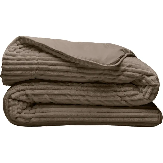 Zelesta Groovebed Taupe 200x200 - Geribbeld Teddy Dekbedovertrek - Fluffy Dekbedovertrek - Wasbaar dekbed - Dekbed zonder overtrek