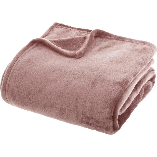 Atmosphera fleece deken/fleeceplaid - oud roze - 180 x 230 cm - polyester - Molton Bankdeken Rose blush