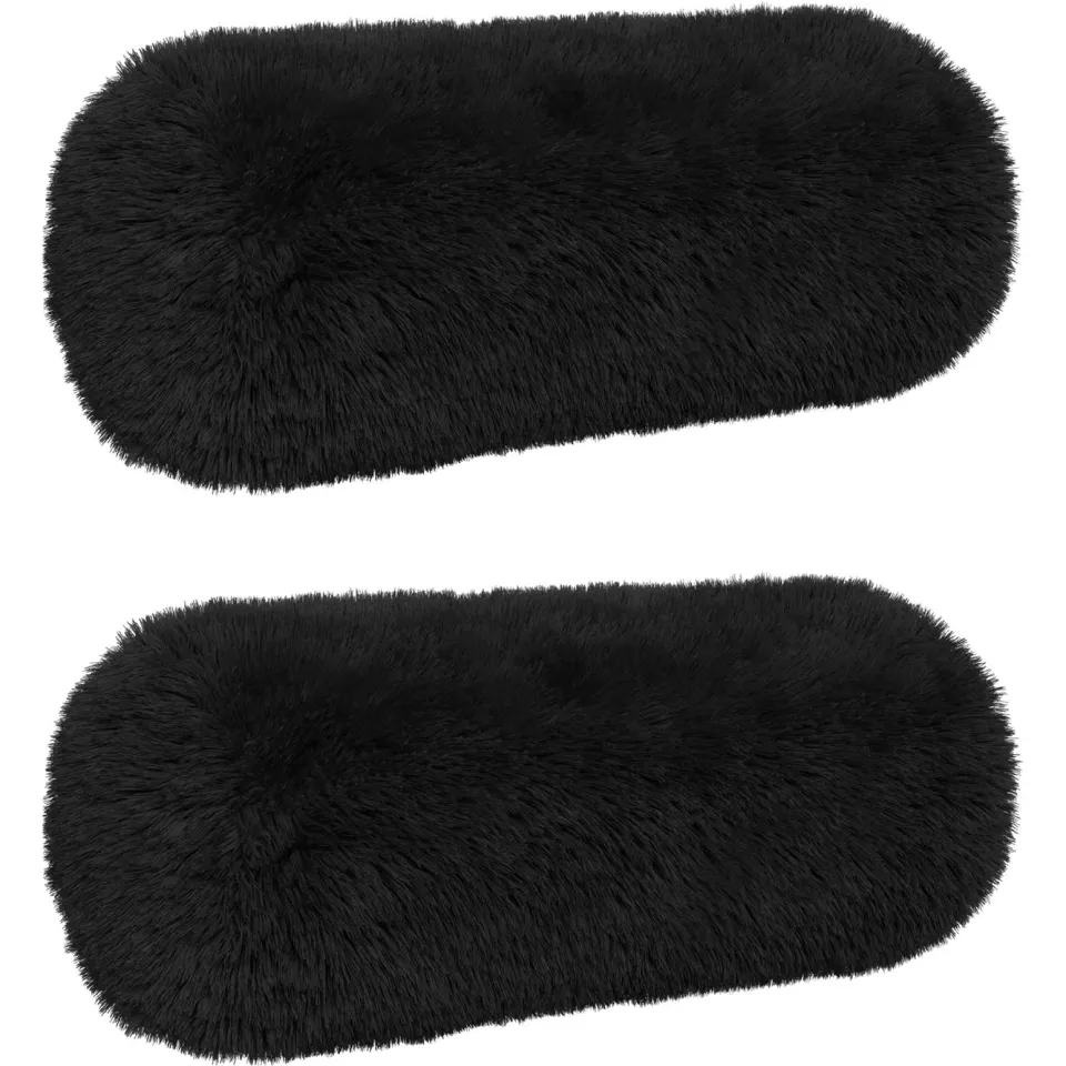 vidaXL Kussensloop 2 st HEERLEN Zwart Ø 15 x 40 cm PV Fleece, foto 3