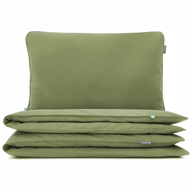 Mumla Basic kaki katoenen dekbedovertrekset Khaki