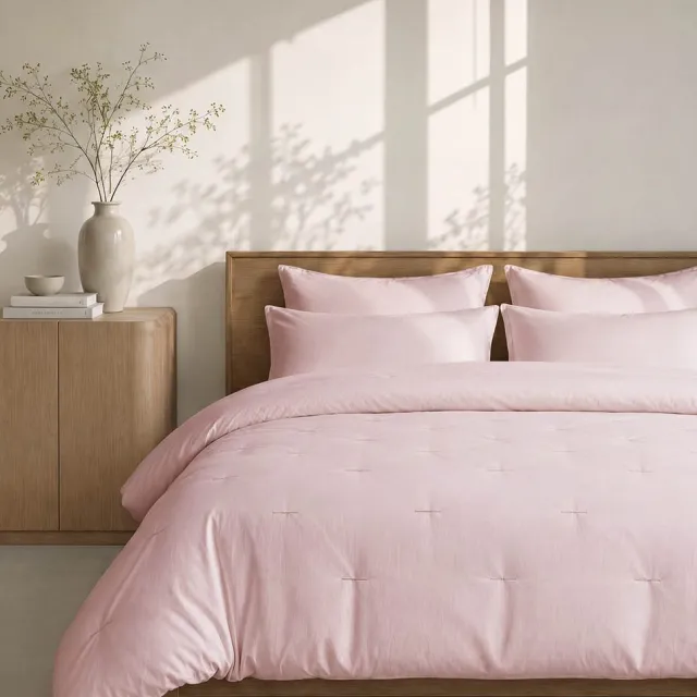 HOOMstyle Wasbaar dekbed zonder overtrek - 200x220 2 persoons met 2x kussensloop - Potpourri Roze
