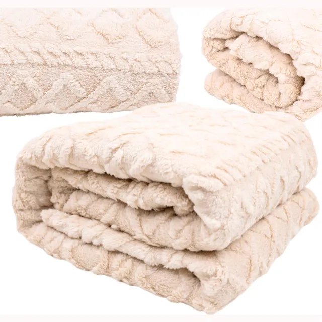 More&Deco Scandinavische Plaid - Grijs - Warm - 160x200 cm - Polyester Beige