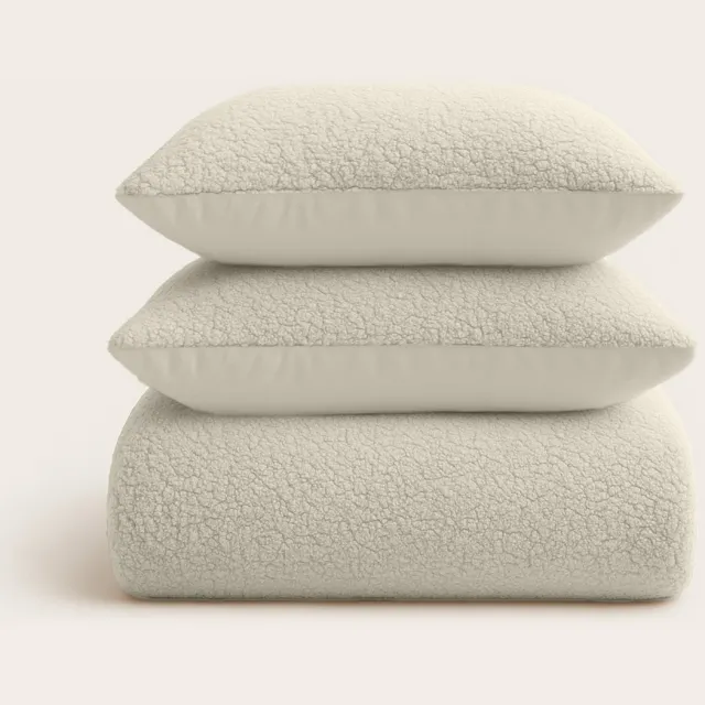 Y-not® Y-NOT - Dekbedovertrek set Teddy - onderkant Microvezel - 200x200/220 - Tweepersoons met 20 cm instopstrook en drukknopen -Cappuccino White - 30 dagen proefslapen Creme