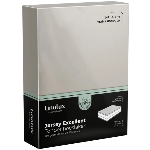 Linolux Hoeslaken Topper Jersey Excellent Stone 80x200 t/m 100x220