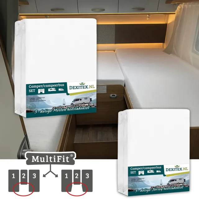 dexitex 1 x molton 1 x hoeslaken WIT 3-delige sets / Lengte bedden/Enkele bedden / Camper