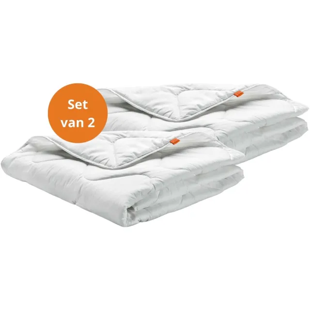 Sleepling set van 2 Basic 100 zomerdekbedden 135 x 200 cm | licht zomerdekbed | Made in EU | Ökotex 100 | wasbaar op 60 graden | warmteklasse garantie | 100% fijne microvezel |wit