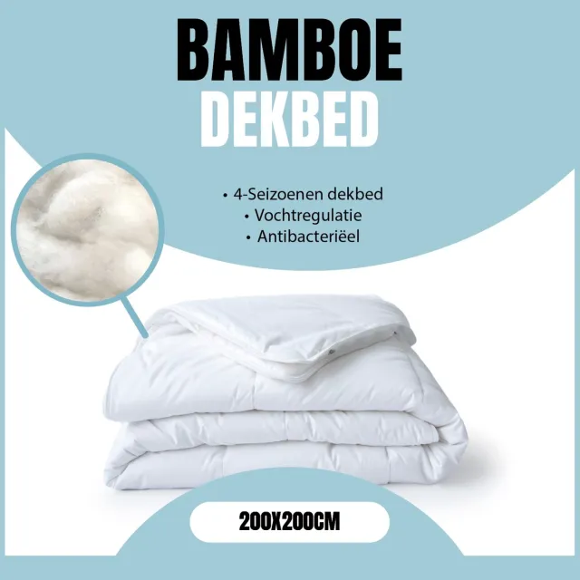 Eleganzzz 100% Bamboe Viscose 4 Seizoenen Dekbed - 200x200 - Zomerdekbed & Winterdekbed - Anti Allergie - 500 gr/m2 - 4 Seizoenen Dekbed 200x200 - Tweepersoons - Dekbedden Wit