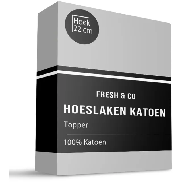 Fresh & Co Verkoelende Topper Hoeslaken - Grijs - 140x200 cm - Katoen - Fresh & Co Wit