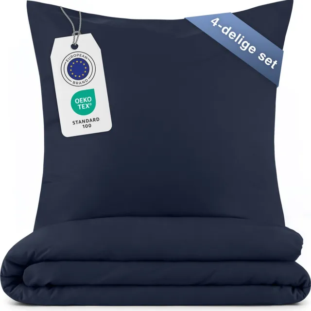 Blumtal Dekbedovertrek Microvezel Nova - 2 x Dekbedovertrek Eenpersoons 135 x 200 cm - 2 x Kussensloop 80 x 80 cm - Donkerblauw
