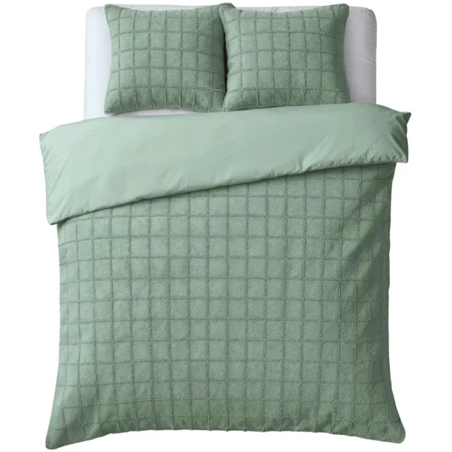 Droomtextiel Teddy Dekbedovertrek Fur Check - 240x200/220 cm - Groen
