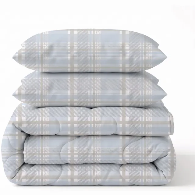 Sleeptime 2 in 1 Dekbed zonder Overtrek Lilou - Wasbaar Dekbed - 240 x 220 cm + 2 x kussensloop 60x70 - Blue Lilou Blue