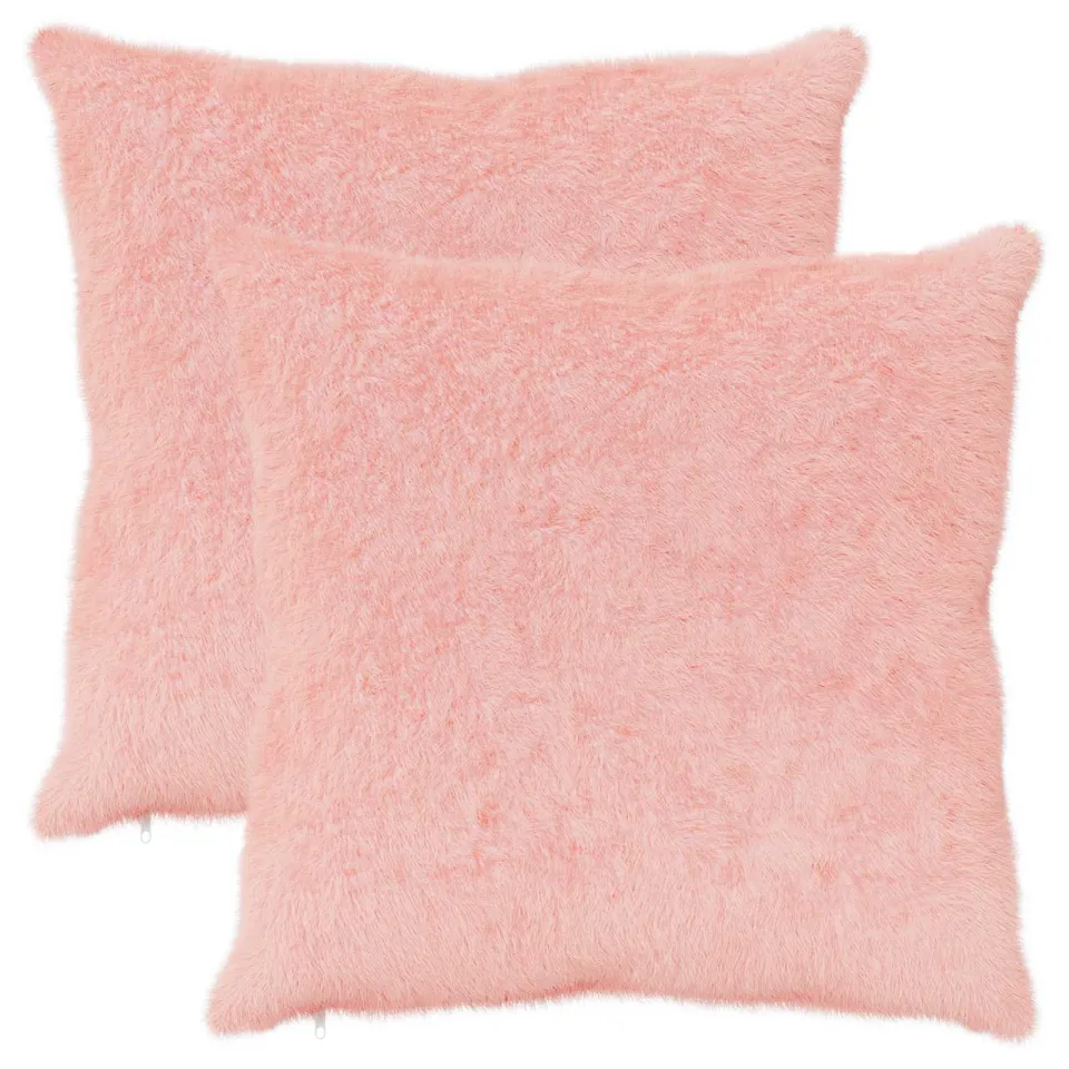 vidaXL Kussensloop 2 st HEERLEN Roze 65 x 65 cm Nep Konijnenbont