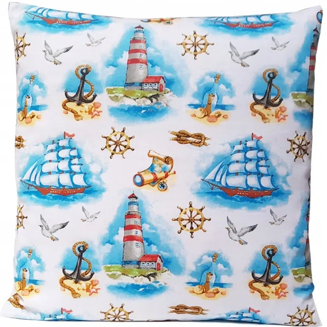 FPH Świat Natalii Katoenen Kussensloop 40x40 cm - Zeedorp Patroon - 100% Katoen meerkleurig