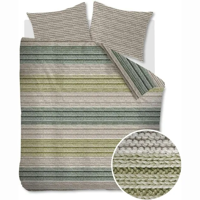 Ambiante Cozy Knit dekbedovertrek - Tweepersoons - 200x200/220 - Groen
