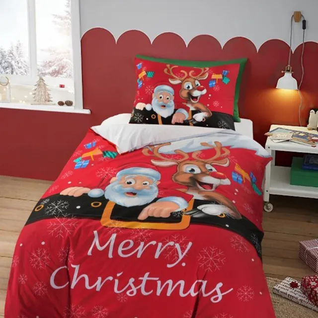 oeko tex Kerst Dekbedovertrek Merry Christmas Groen