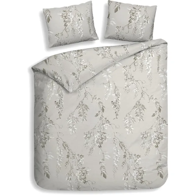 Heckettlane Dekbedovertrek Chiara - Bedlinnen met Takken print - 260x200-220 cm - Grijs - Dekbedovertrek van 100% Katoen-Flanel Grey