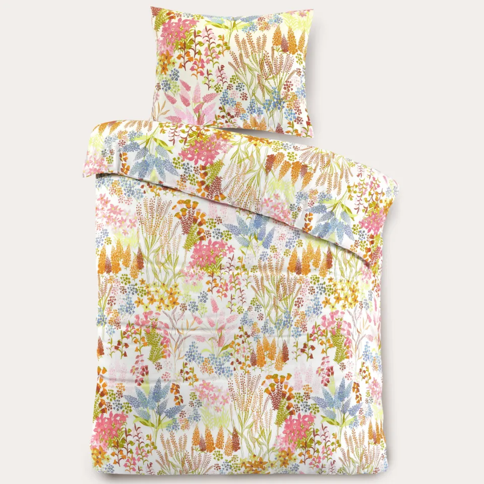 NOUS Living katoenen dekbedovertrek bloemenprint roze, foto 2