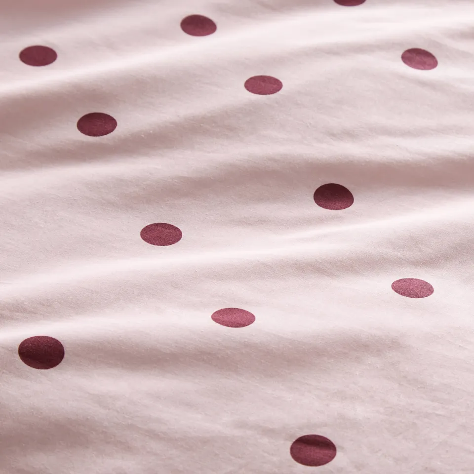 NOUS Living katoenen polkadot dekbedovertrek lits-jumeaux roze, foto 6