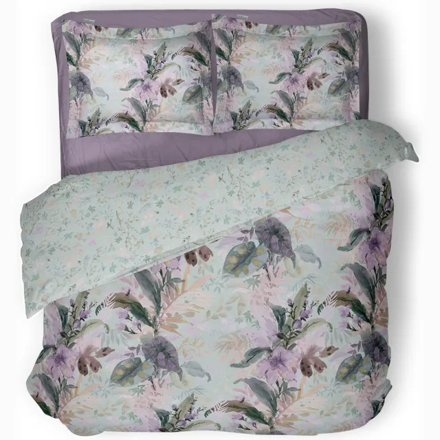 LINNICK Dekbedovertrek Katoen Gretal Bloom - Lilac - Dekbedovertrek 240x200/220cm - 100% Katoen - Lits Jumeaux - Dekbedovertrekken - Bloemen Dekbedovertrek