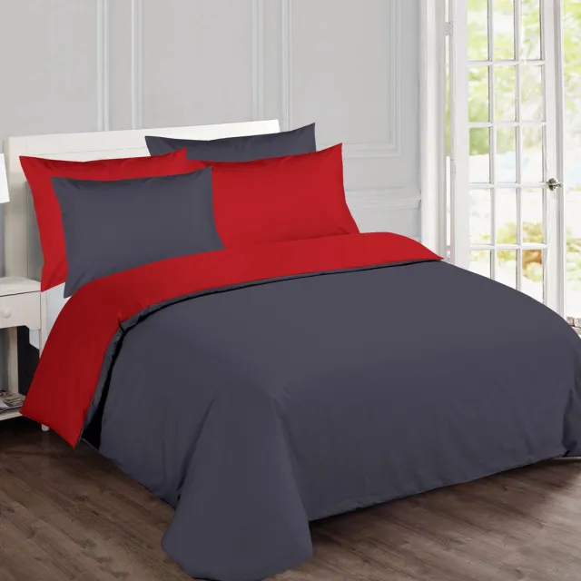 VISION home VISION Omkeerbaar Dekbedovertrekset - 100% katoen: zacht en soepel - Dekbedovertrek met 2 slopen - Oekotex gecertificeerd Rood