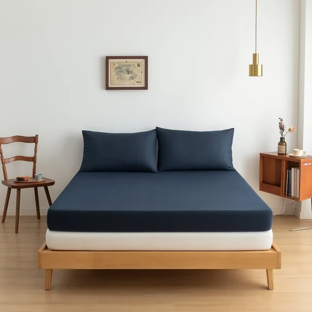 Boomba Bamboo Bamboe hoeslaken Space Blue donkerblauw 140x200 cm – Topdekmatras hoeslaken, zacht, ademend & hypoallergeen | Boomba Bamboo® Donker blauw