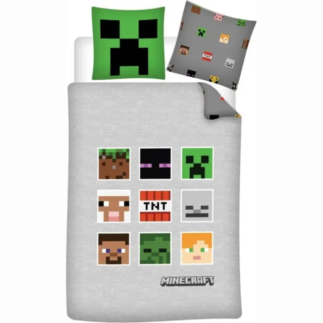 Minecraft Dekbedovertrek, Pixel - Eenpersoons - 140 x 200 - Polyester Multi Colour