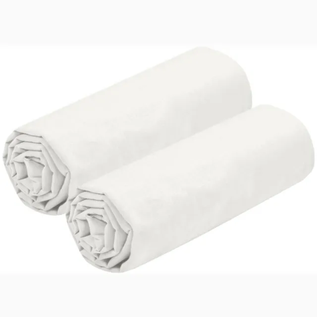 Stof Textiles Hoeslaken Eden - 2x - 2-persoons - 180 x 200 cm - ivoorwit - hotelkwaliteit - ademend katoen - 30 cm matrasdikte
