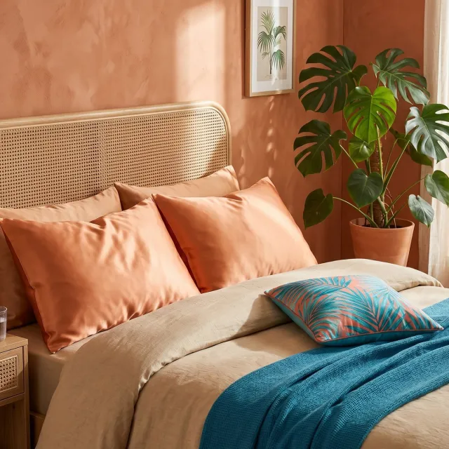 YOSMO Zijden Kussensloop - Terracotta - Roestbruin - Anti Rimpel en Anti Pluis Haar - 100% Moerbei Zijde - Luxe Sloop - Koper