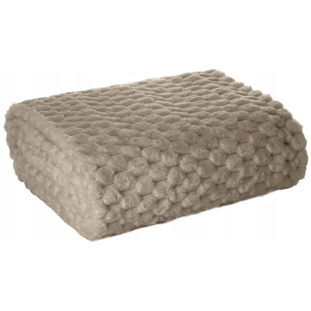 Eurofirany Zachte Plaid Cindy6 150x200cm - Beige Microvezel met Ribbelpatroon