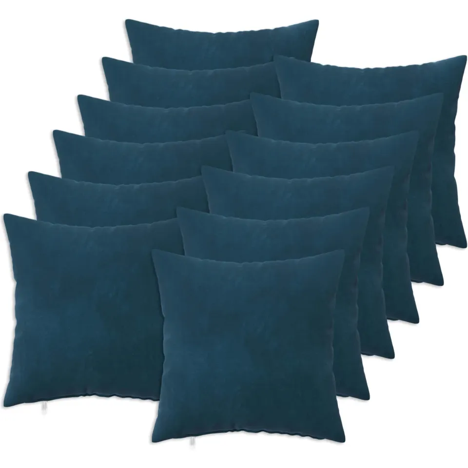 vidaXL Kussensloop 12 st HEERLEN Blauw 50 x 50 cm fluweel, foto 3