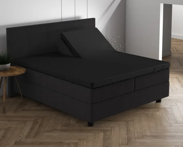 Dreamhouse Dubbel Jersey 220 gr. Splittopper Hoeslaken Zwart 160 x 200/220 Grijs