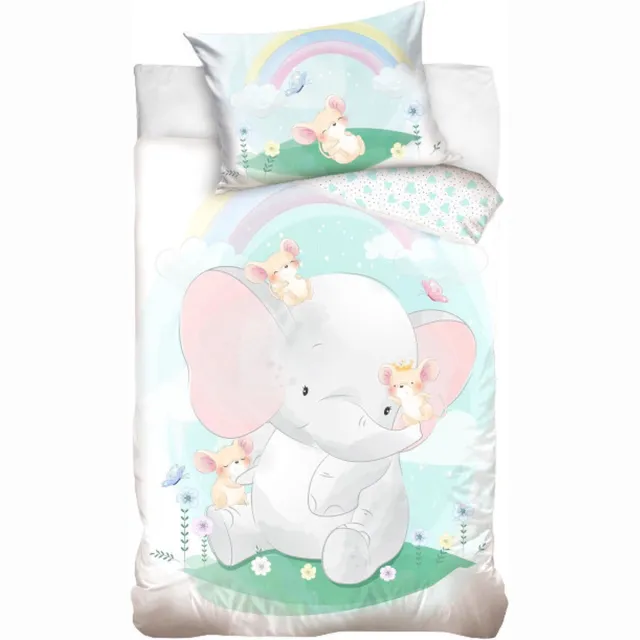 Sweet Home Olifanten BABY Dekbedovertrek - 90 x 120 cm - Katoen Multicolor