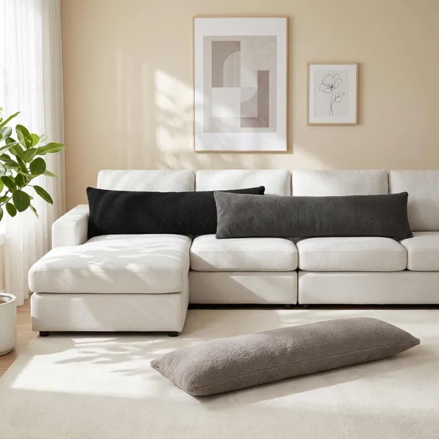 vidaXL Kussensloop HEERLEN Lichtgrijs 40 x 145 cm Bouclé