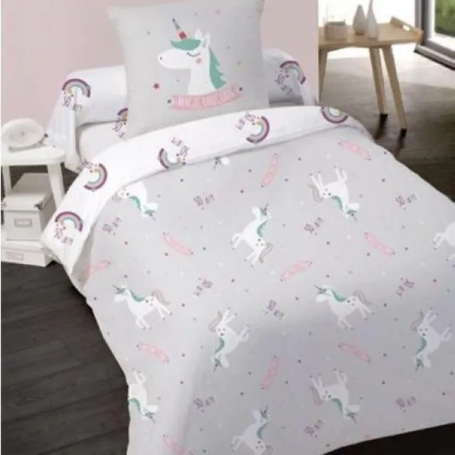 Better Nights Kinderdekbedovertrek Magic Unicorn- 140x200 cm + 1 kussensloop 65x65- 100% katoen- dubbel geprint wit