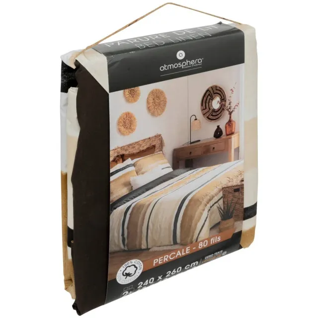 Atmosphera Créateur d'intérieur® Beddenstel met print van katoenpercal HANA ocre