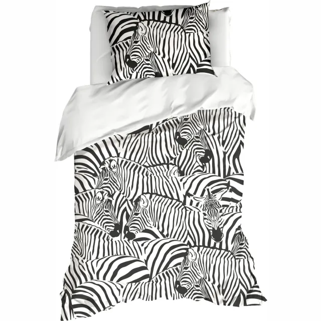 De Witte Lietaer Dekbedovertrek Zebra Eggshell - Eenpersoons - 140 x 200/220 cm - Katoen Satijn Creme