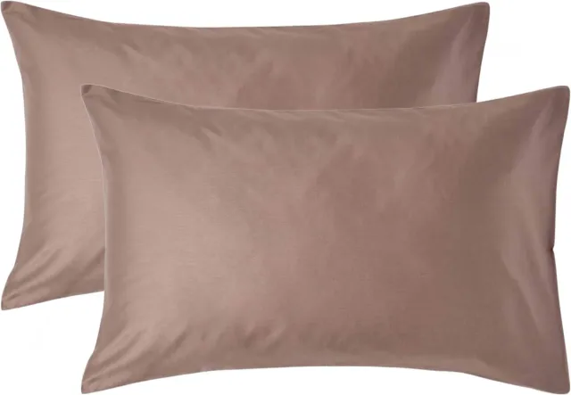 Homescapes Biologisch Kussensloop 50x75 cm – Set van 2 – Bruin – 100% Egyptisch Katoen Satijn – Draaddichtheid 400