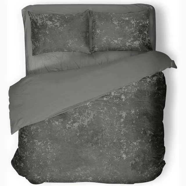 Eleganzzz Dekbedovertrek Crushed Velvet - Dark Grey - Dekbedovertrek 200x200/220cm - 100% Velvet - Tweepersoons dekbedovertrekken - Effen Dekbedovertrek