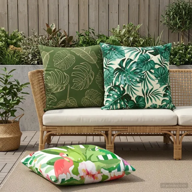 vidaXL Kussensloop 6 st HEERLEN Bladpatroon 65 x 65 cm Polyester Groen