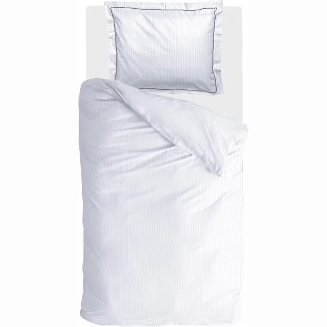 Walra Dekbedovertrek Subtile Stripes - 140x220 - 100% Katoen - Wit / Antraciet