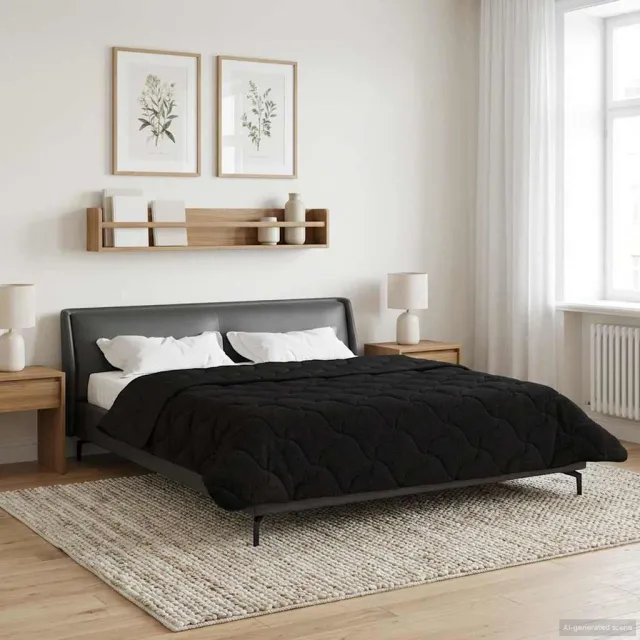 vidaXL Zomer Dekbed 200 x 220 cm Zomer Zwart Ademend