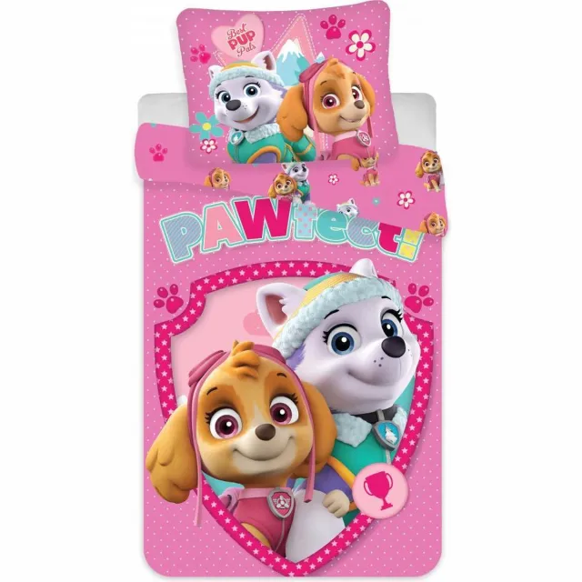 PAW Patrol peuterdekbedovertrek Skye en Everest 100 x 135 cm Katoen Roze multi