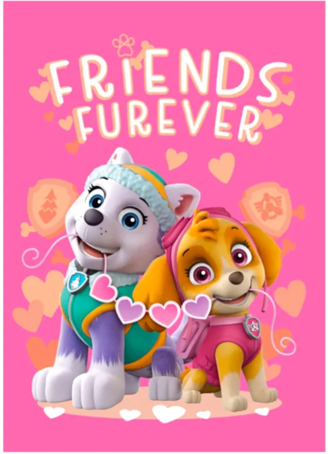 Bellatio Fleece deken Paw Patrol roze 150 x 100 cm - meisjes - fleece plaid Multi