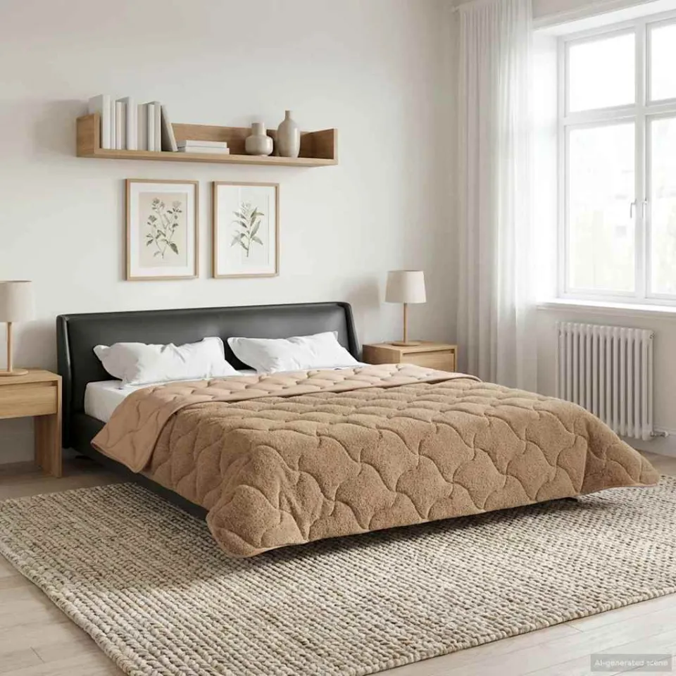 vidaXL Zomer Dekbed 200 x 200 cm Zomer Taupe Ademend, foto 4
