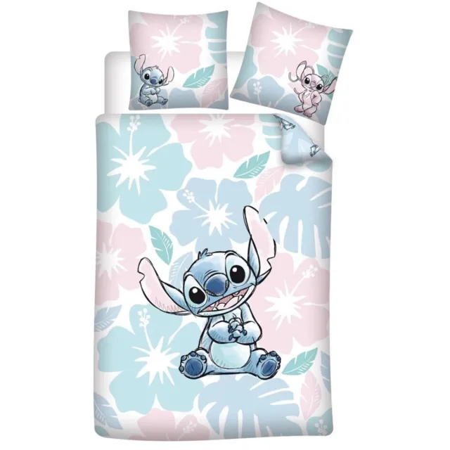 Lilo & Stitch Disney Lilo & Stitch Dekbedovertrek, Tropical Flowers - Eenpersoons - 140 x 200 cm - Polykatoen Multi Colour