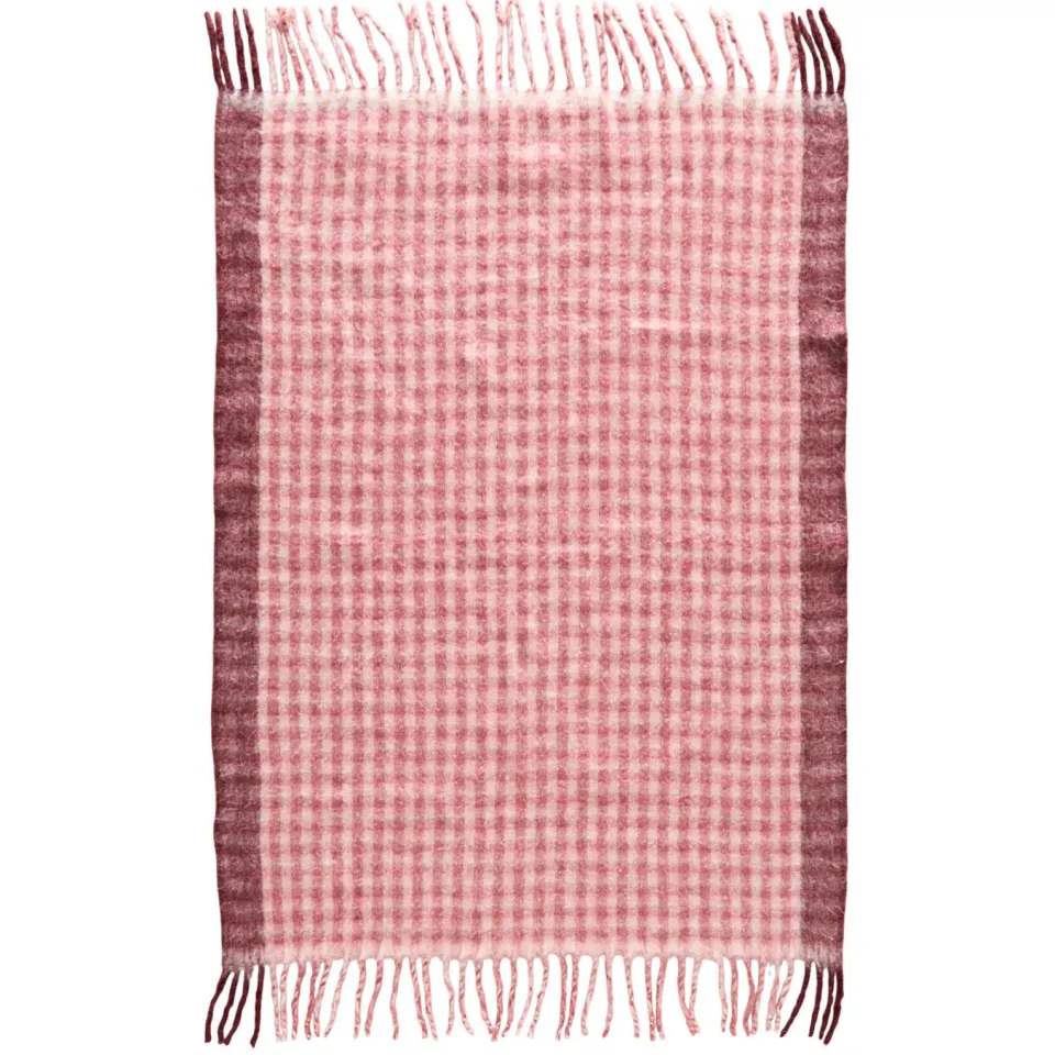NOUS Living Jade geruite plaid roze crème roze/crème