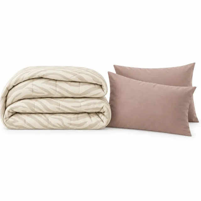 Dekbed-Discounter EazySleep Dekbed Zonder Overtrek 140 x 200 cm - Inclusief 3 kussenslopen - Wasbaar op 40 graden - Warmteklasse 2 - Wood Grain