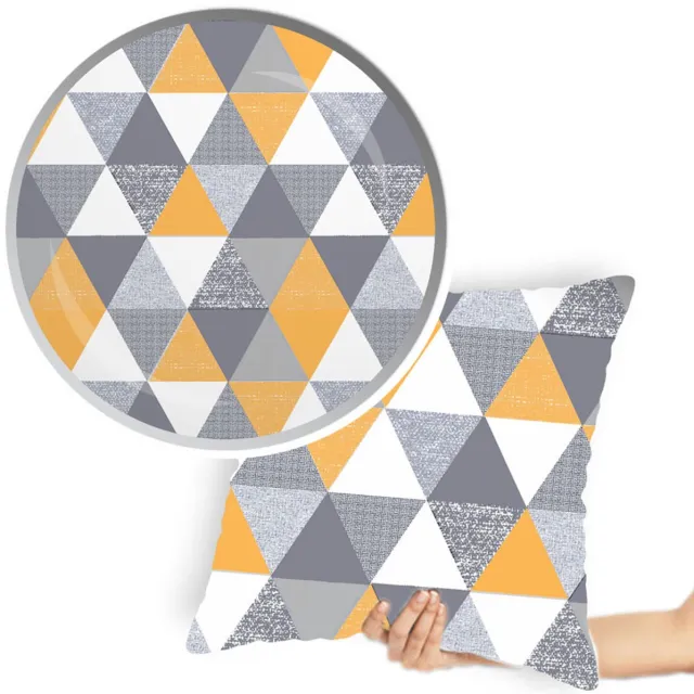 Designpremium Katoenen kussensloop 40x40 cm met gele driehoeken Veelkleurig