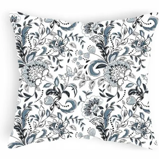 Designpremium Kussensloop 70x80 cm Bloemendessin Grijs Wit Modern Katoen Grijs, Wit